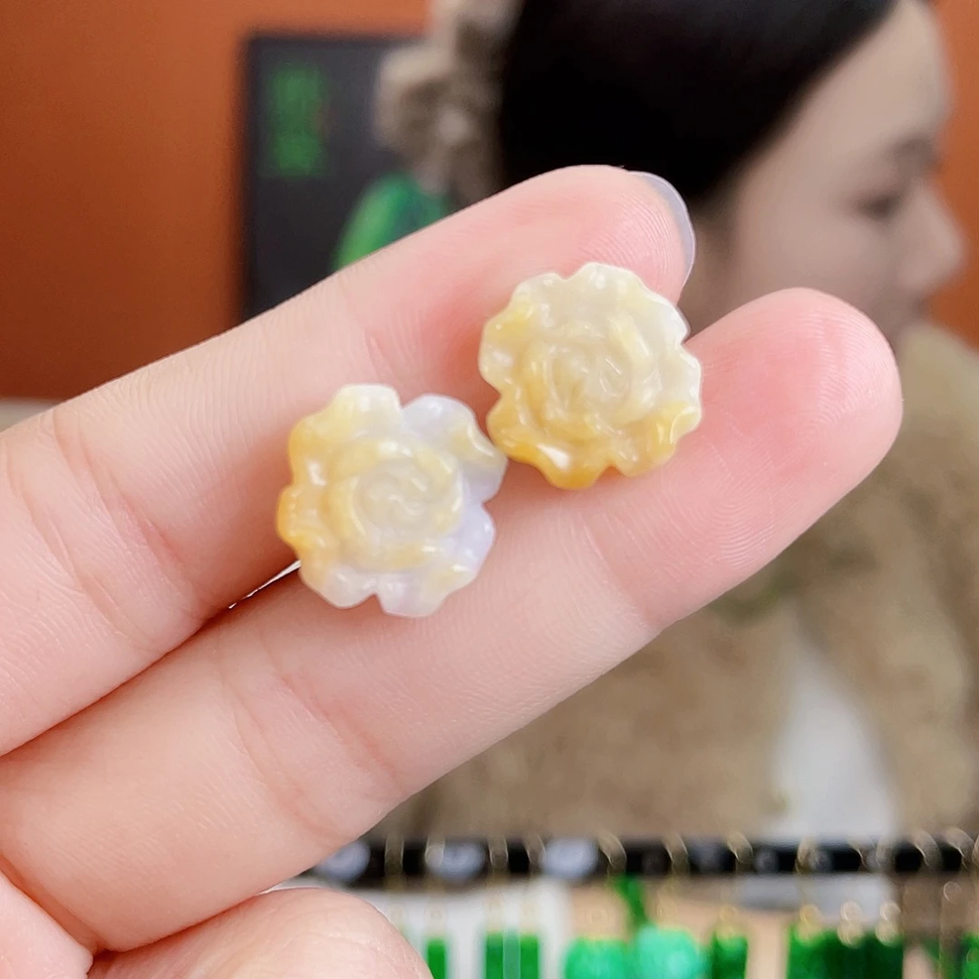 翡翠未镶嵌耳饰饰品