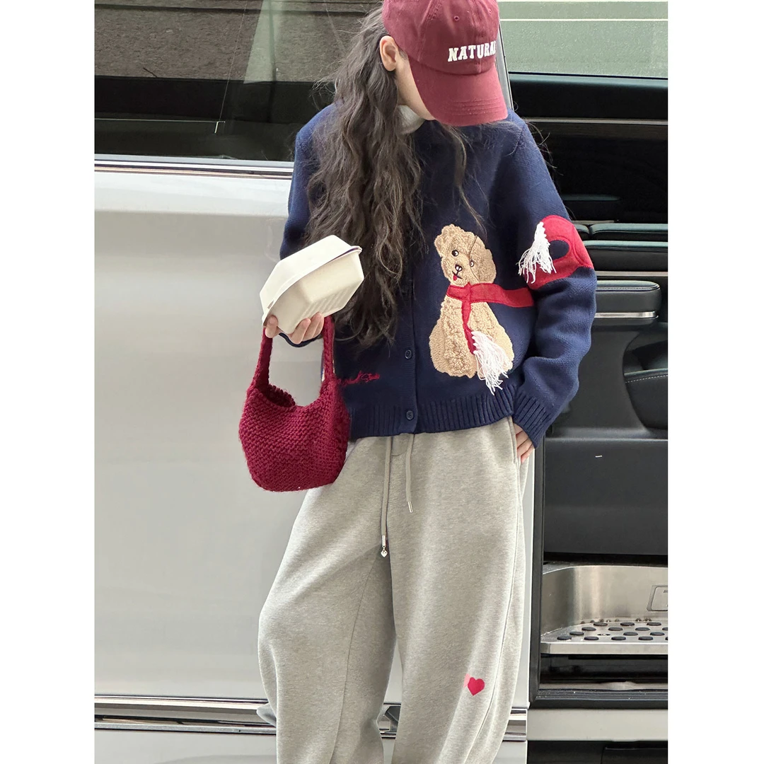 K30178孙小美贴布绣女童秋冬装毛衣2025新款儿童开衫大童外套上衣