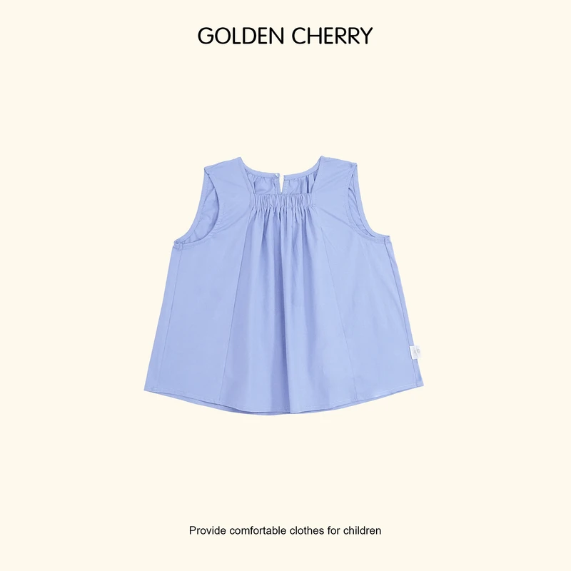 【金樱桃Golden cherry】小童纯色捏褶松紧带无袖娃娃衫283163