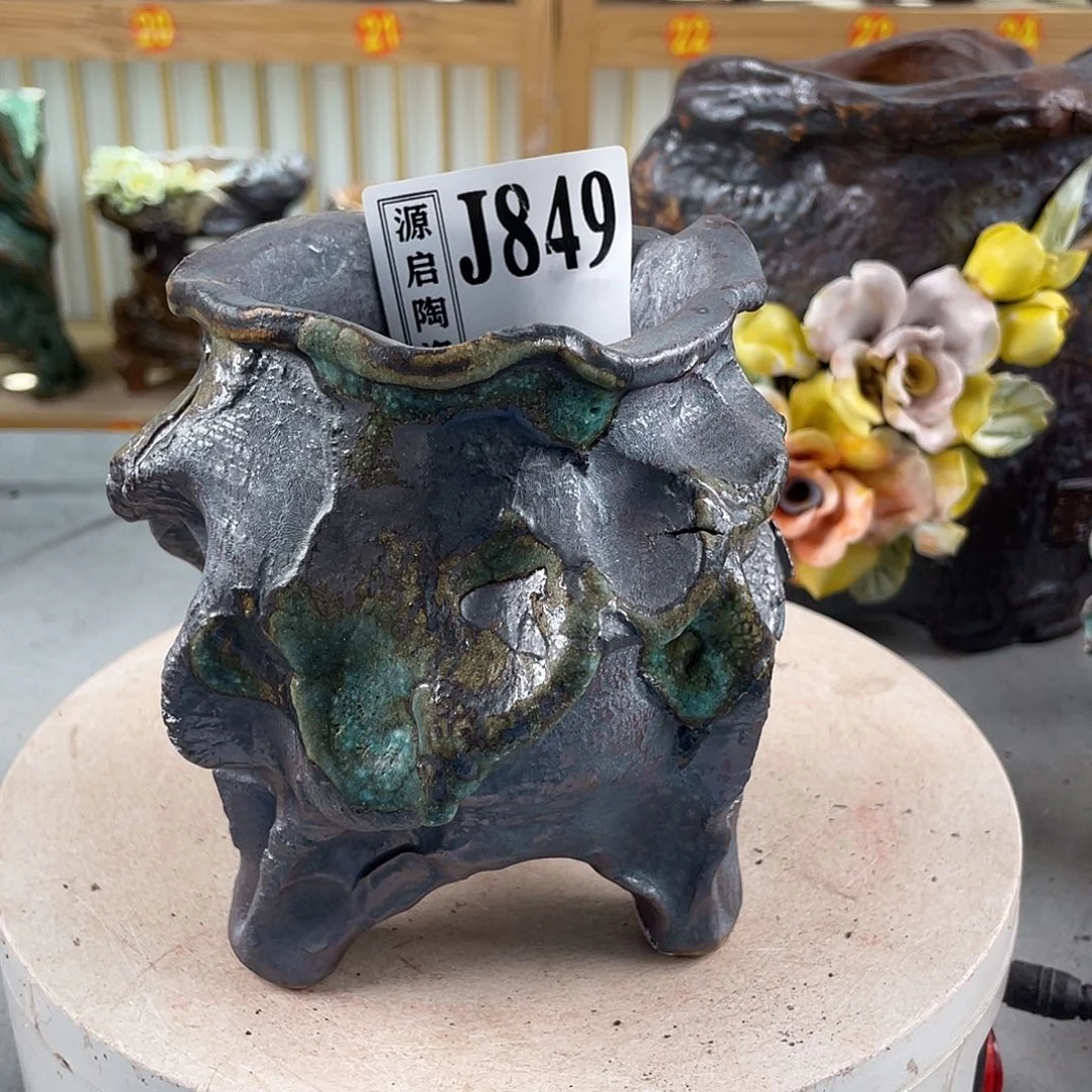 紫砂花盆景德镇手工陶瓷花盆849