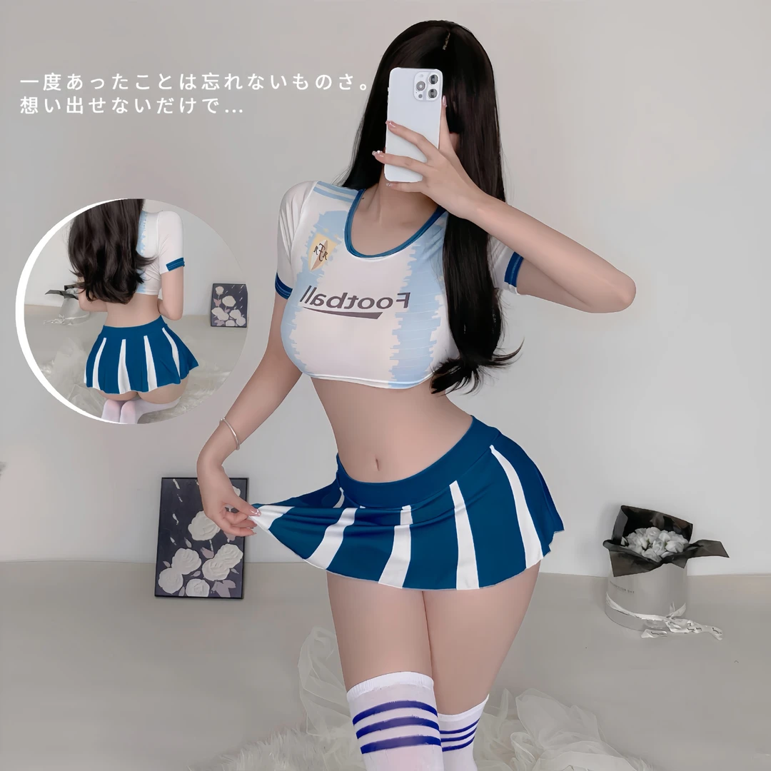 日系撞色白色夏季分体泳装啦啦队学生内衣性感激情诱惑二次元睡裙