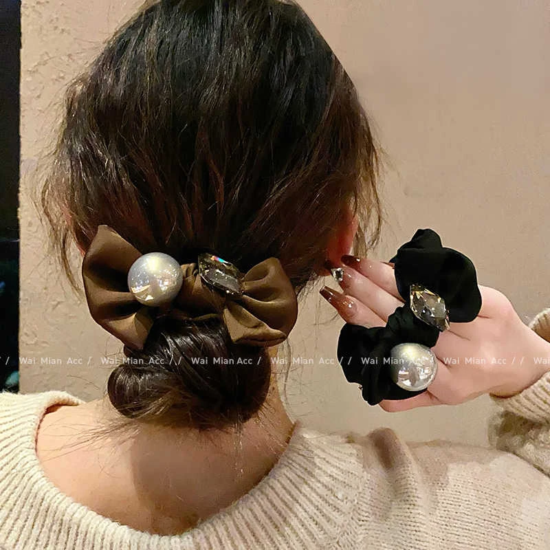 2024新款高端水晶大肠发圈女发绳皮圈头绳丸子头扎头发皮筋发饰品