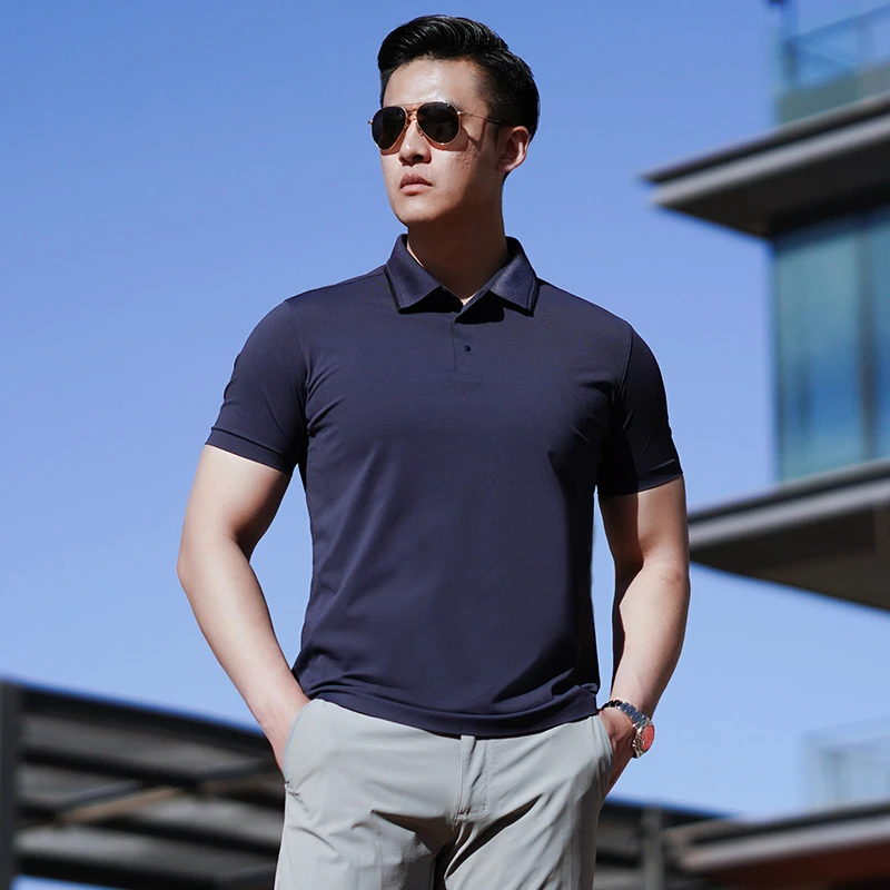 【龙牙】暗之沧浪MERYL凉感抗UV短袖POLO舒适凉感透气夏季时尚男式