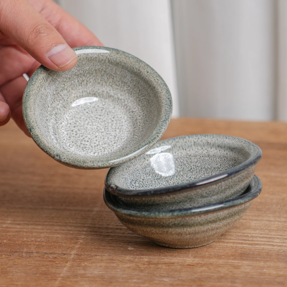 【瑕疵】陶瓷味碟家用蘸料碟复古窑变灰味碟P1D