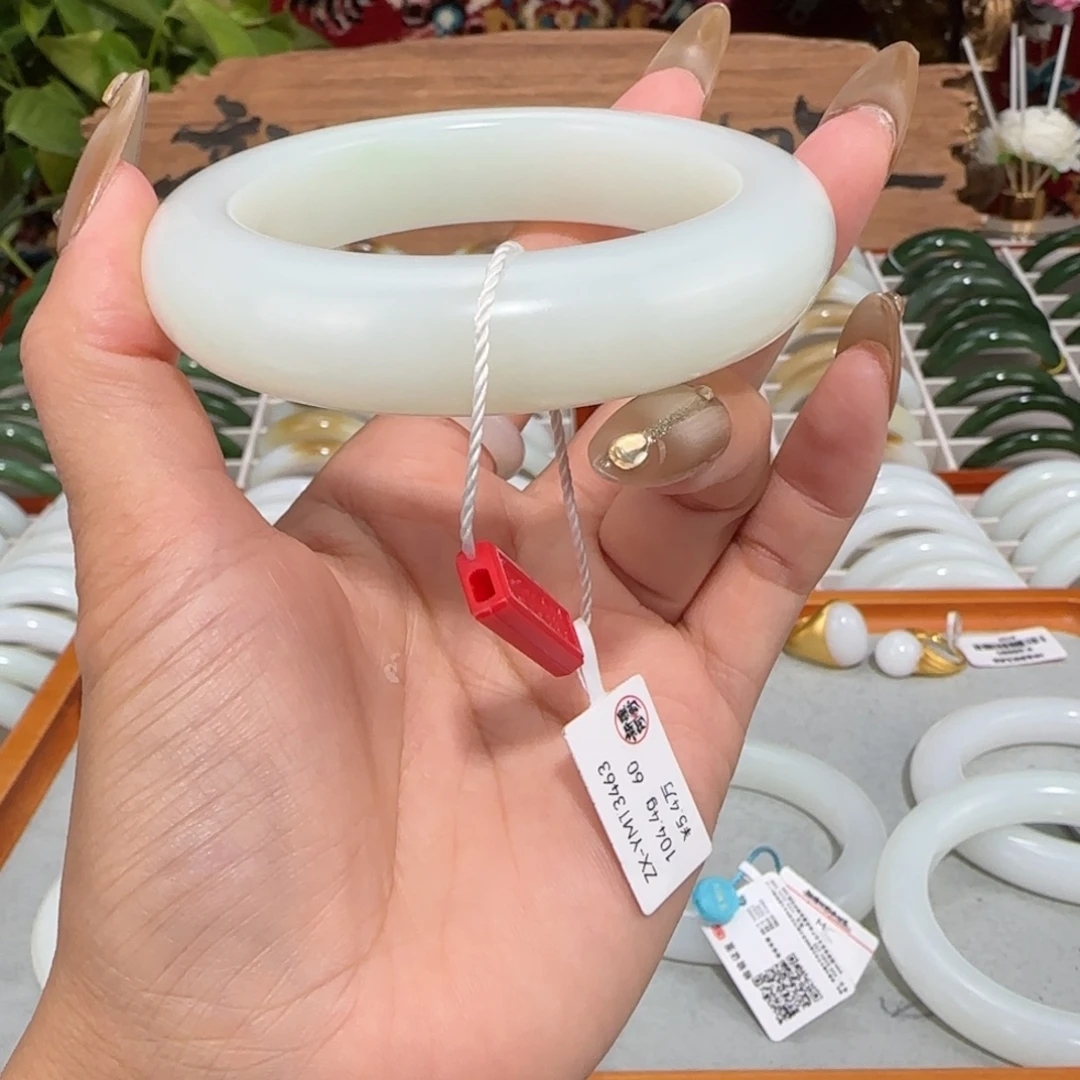 和田玉未镶嵌手镯新疆和田玉羊脂白玉手镯60