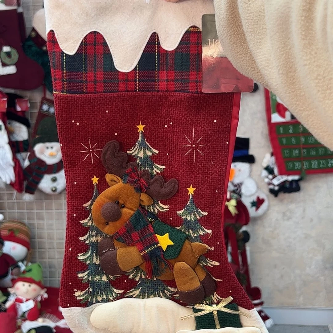 毛绒复古立体鹿大袜子