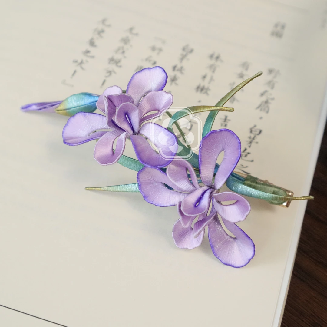 桃花诗酒家｜鸢尾｜非遗缠花发夹汉服发饰国风配饰