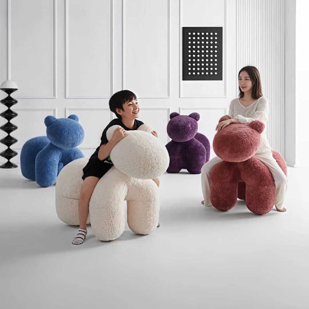 正版小马椅网红带轮狗狗摇摇椅动物造型儿童沙发凳客厅换鞋凳