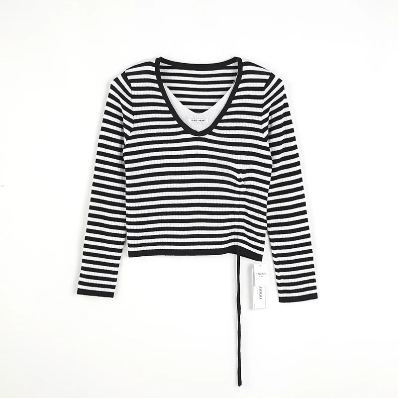 Lagogo/拉谷谷LAGOGO拉谷谷专柜新款绿色格子针织衫名媛风