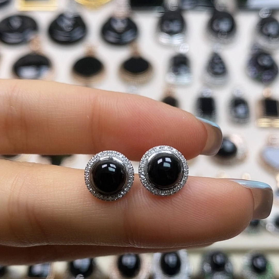 翡翠18K金镶嵌耳饰