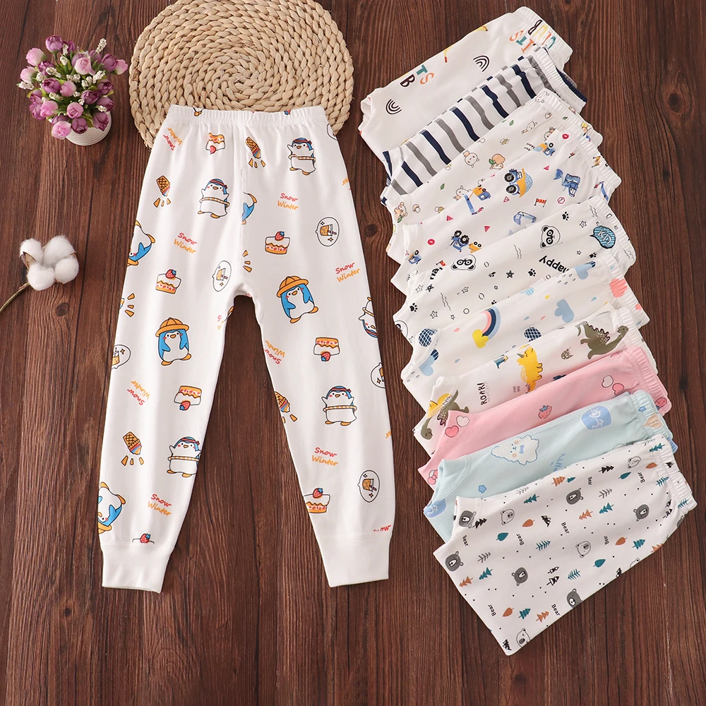 春秋款无骨儿童秋裤纯棉男童线裤女童冬打底裤宝宝棉毛裤全棉衬裤