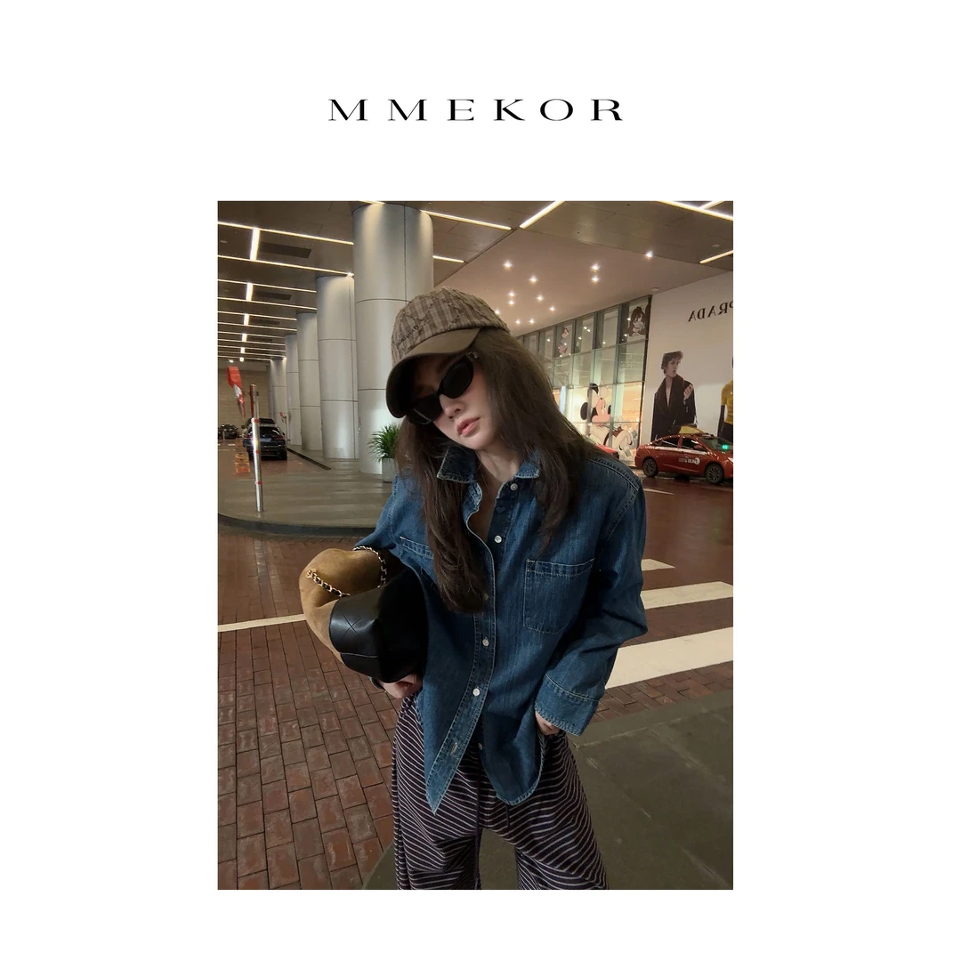 MMEKOR“褪色情书”外套  2025新款秋款普赛克丹宁时髦上衣 30178