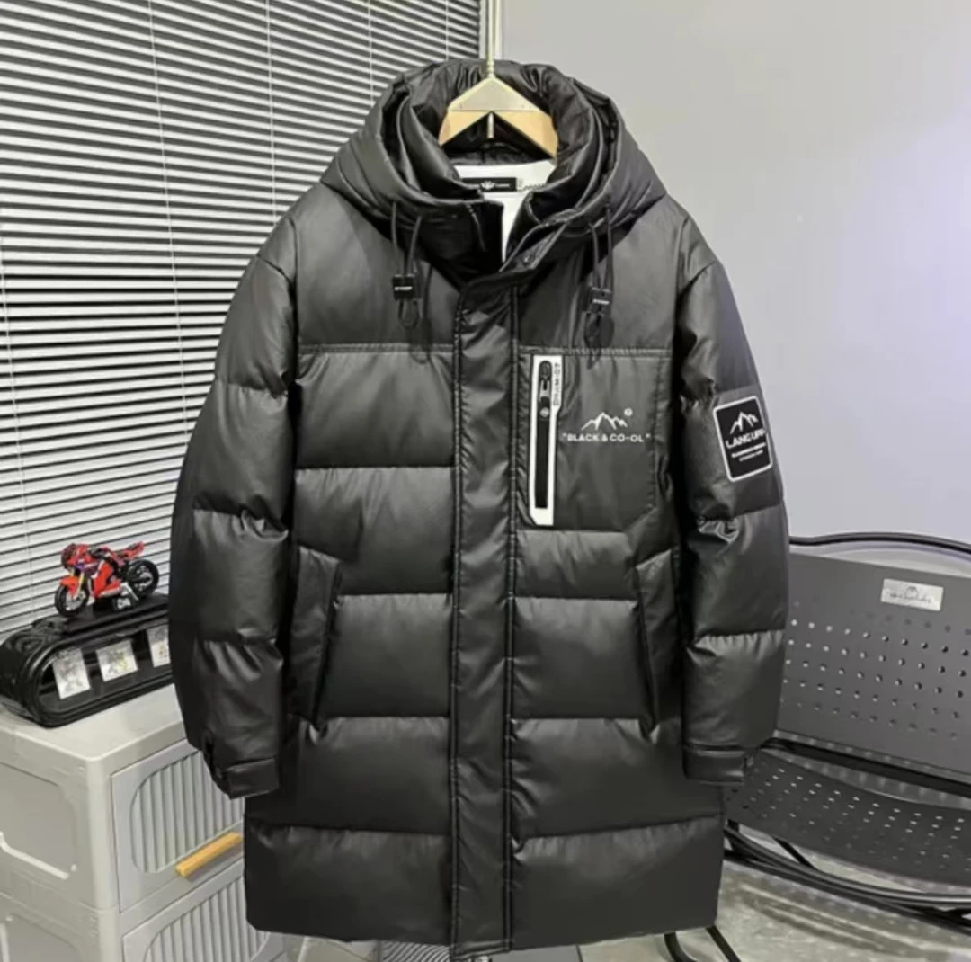 9877黑G--【剪标】加厚情侣款户外连帽长款外套