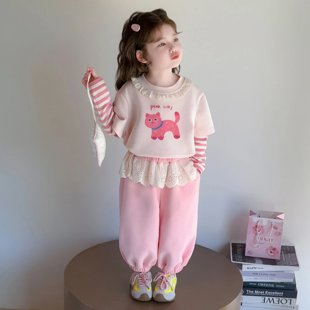 女童秋装套装2025新款3-6岁幼儿园潮款小童女宝春秋季洋气两件套