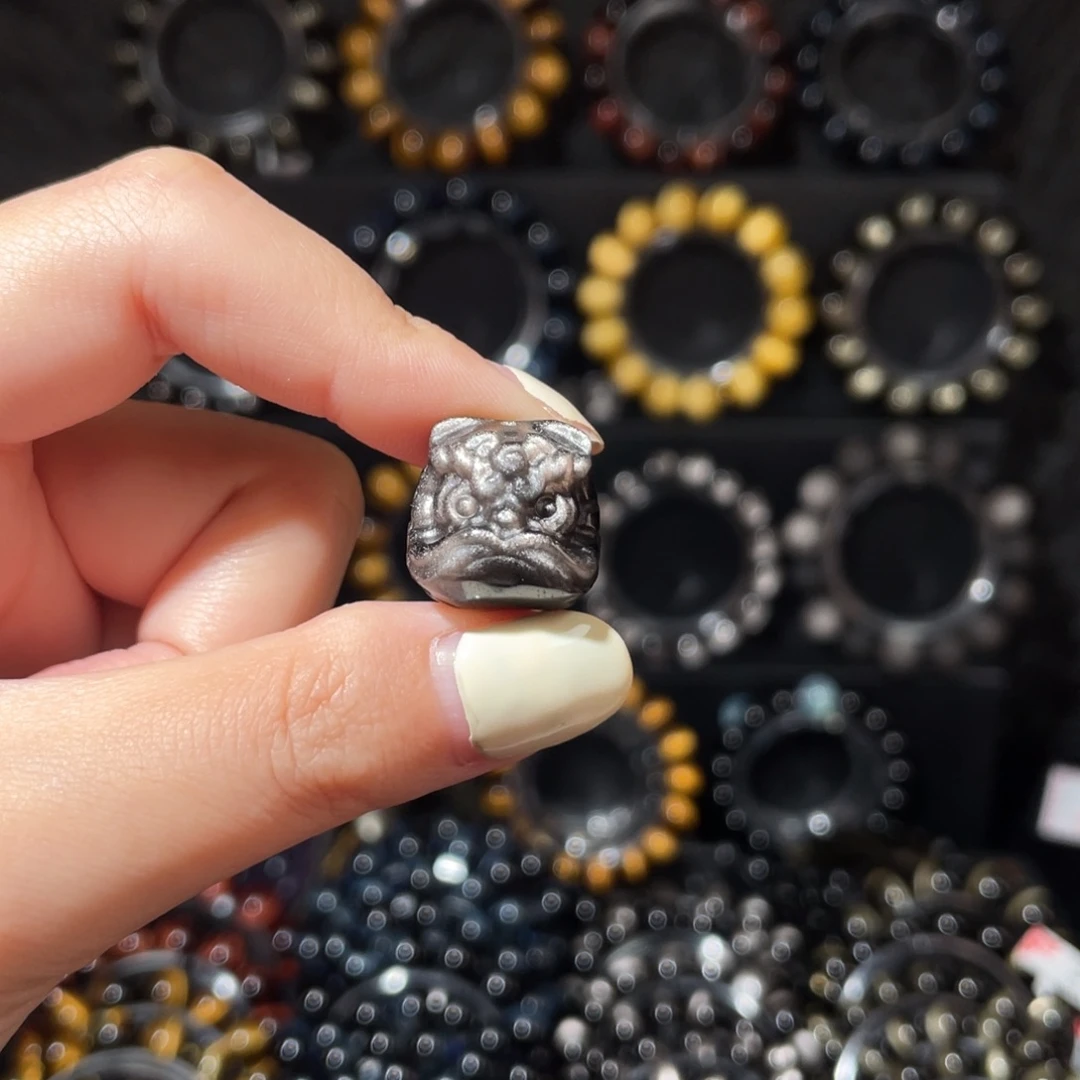 黑曜岩未镶嵌颈饰醒狮配件