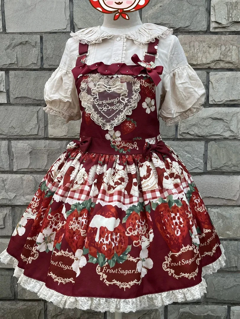 实体店现货霜糖草莓 背带裙 LOLITA梦境玩偶与霜糖熊 现货内搭