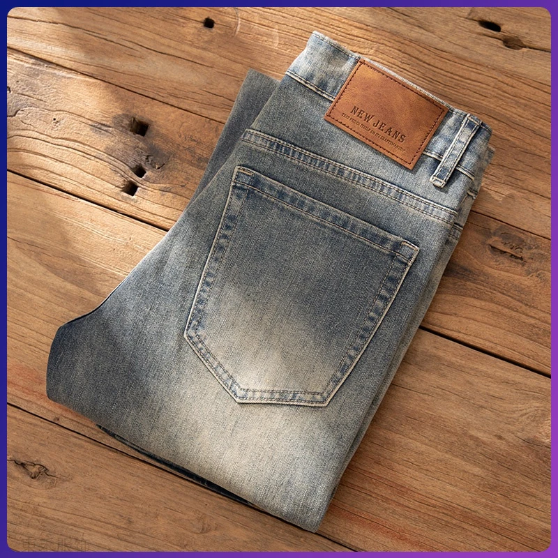 牛仔裤蓝直筒爆款2025高端复古新款九分裤子修身潮流春夏男款休闲