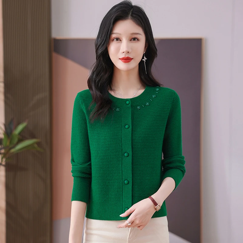 羊毛衫2025秋新款小个子女士毛衣外套短款外搭针织开衫