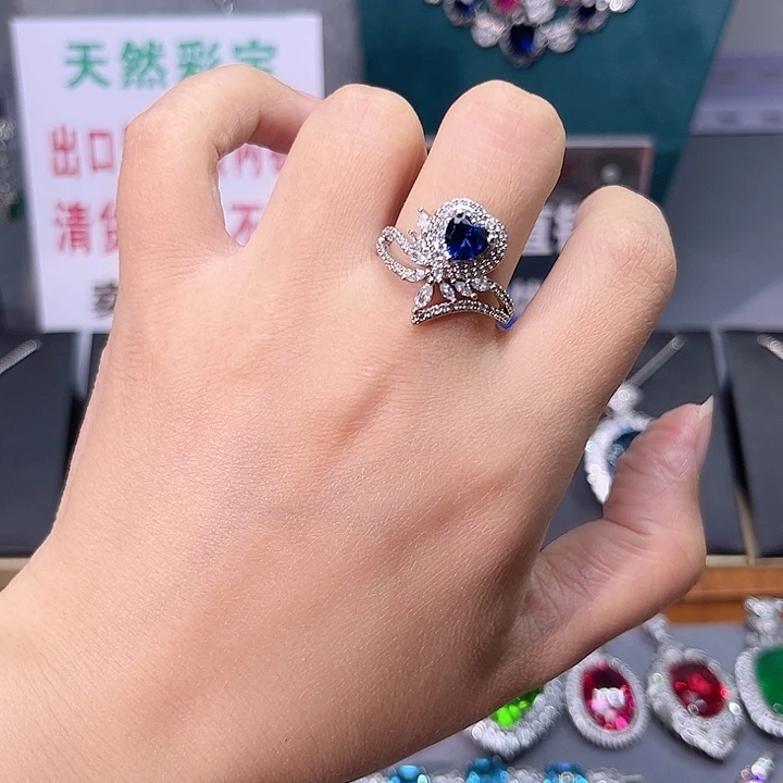 蓝宝石颈饰银S925镶嵌149