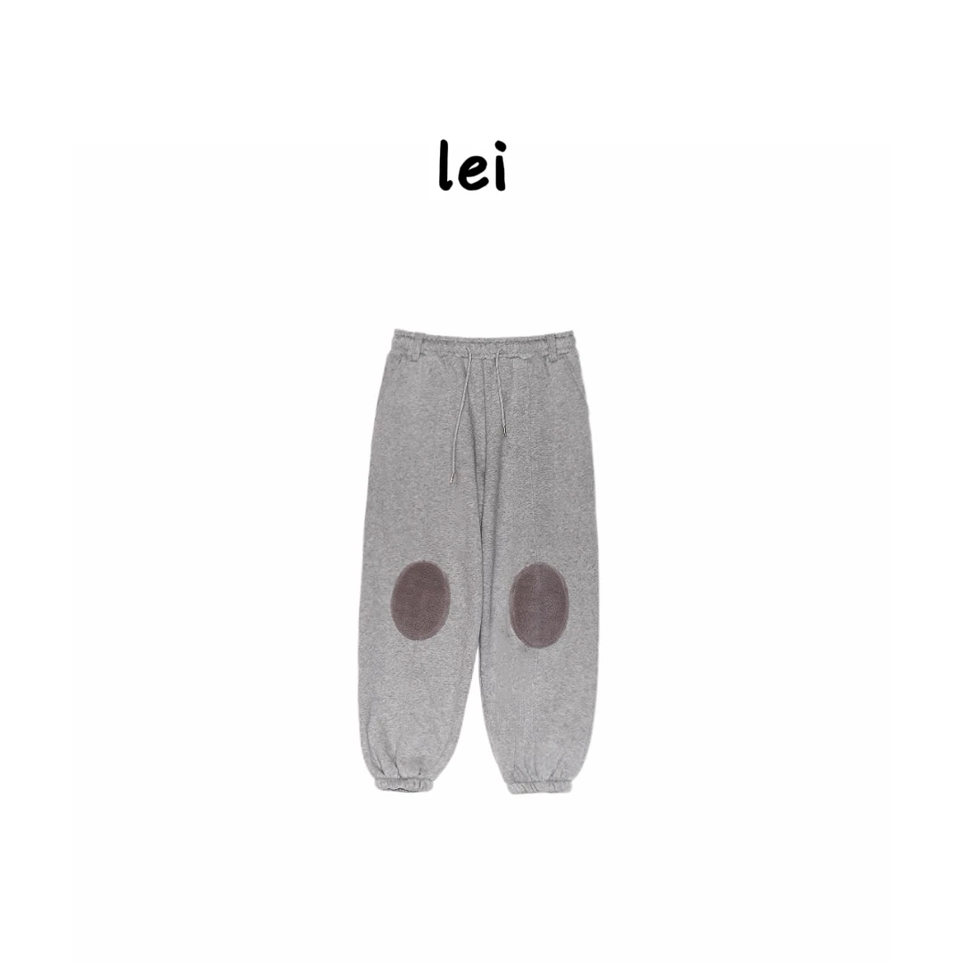 【磊哥的私服】现货 冬季新款小众补丁贴布设计束脚加绒休闲卫裤