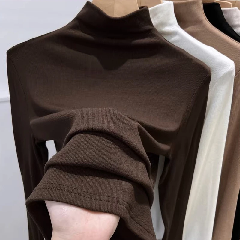 半高领打底衫女秋季新款纯色内搭螺纹休闲美拉德女正品