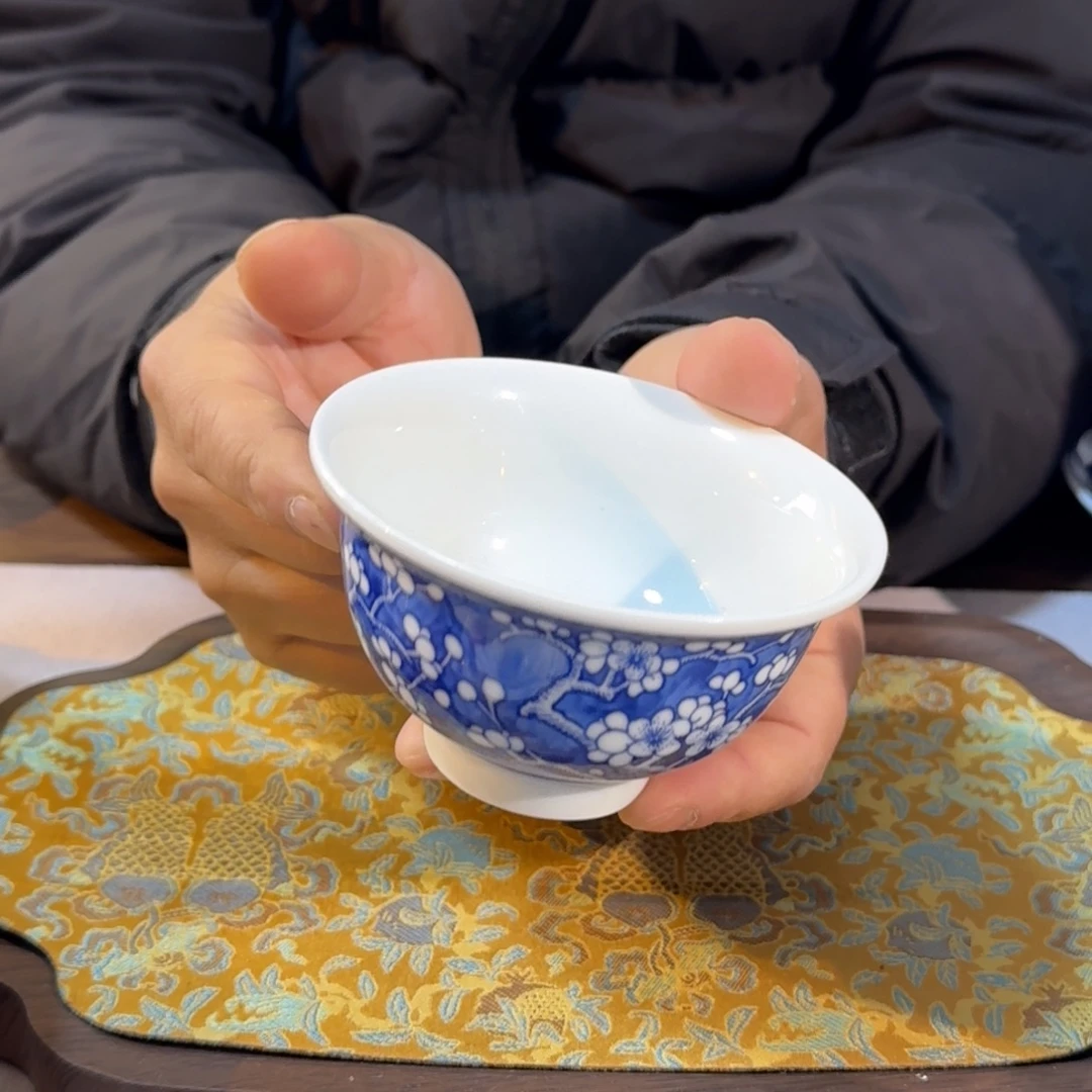 陶其他青花冰梅压手杯