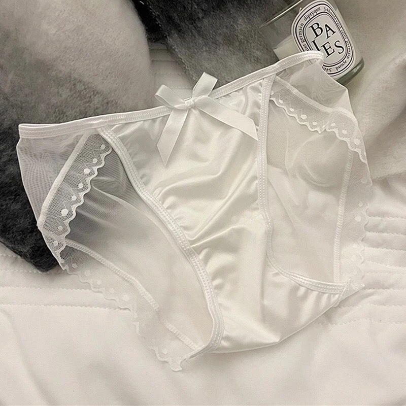 日系纯欲风性感蕾丝内裤女蝴蝶结透明网纱夏季薄款透气低腰三角裤