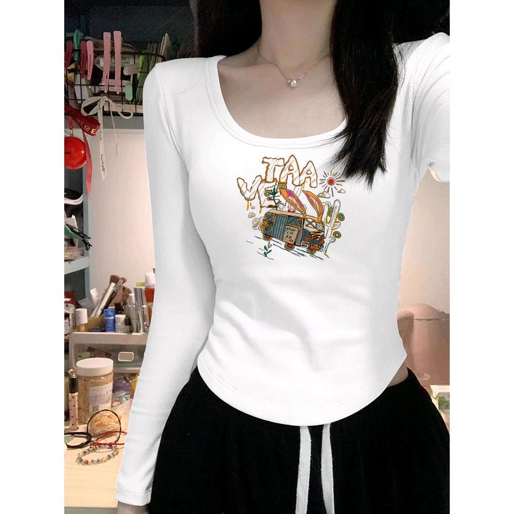 德绒方领打底衫女春秋内搭2025新款长袖T恤显瘦修身低领百搭上衣