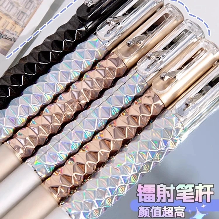 几何变形笔高颜值ins风黑科技0.5按动黑色子弹头中性笔解压变形笔