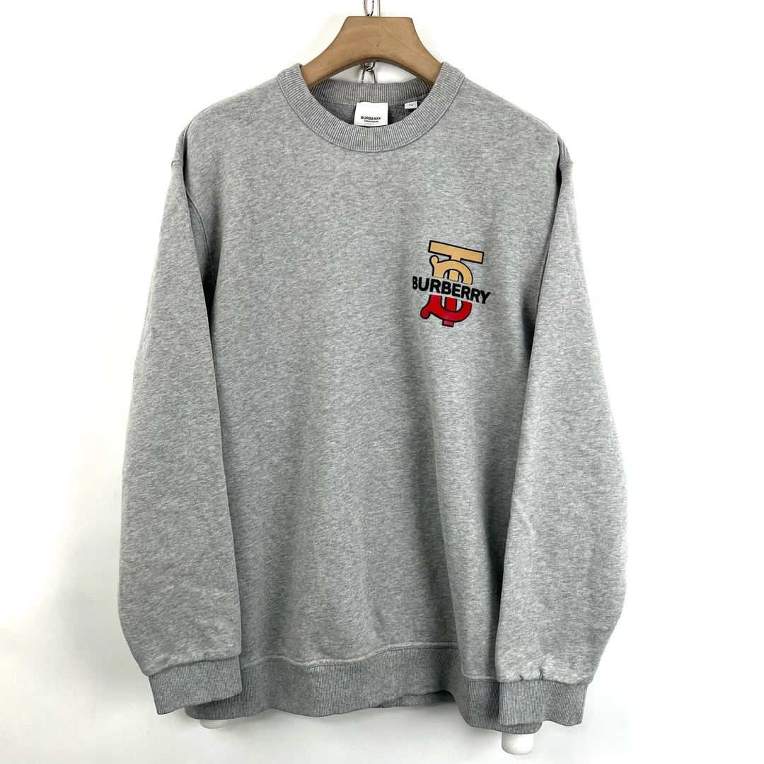 全新未使用 BURBERRY/博柏利 xl码/tb拼接徽标圆领卫衣/05442