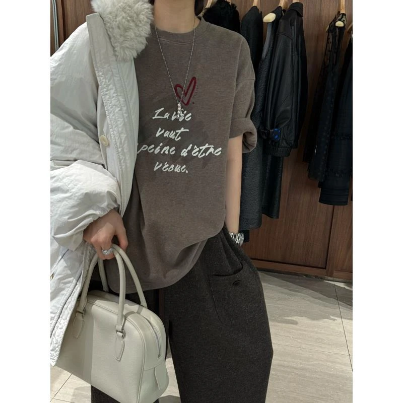 【爱心摩卡T】长绒棉刺绣爱心摩卡圆领短袖  J25DX944