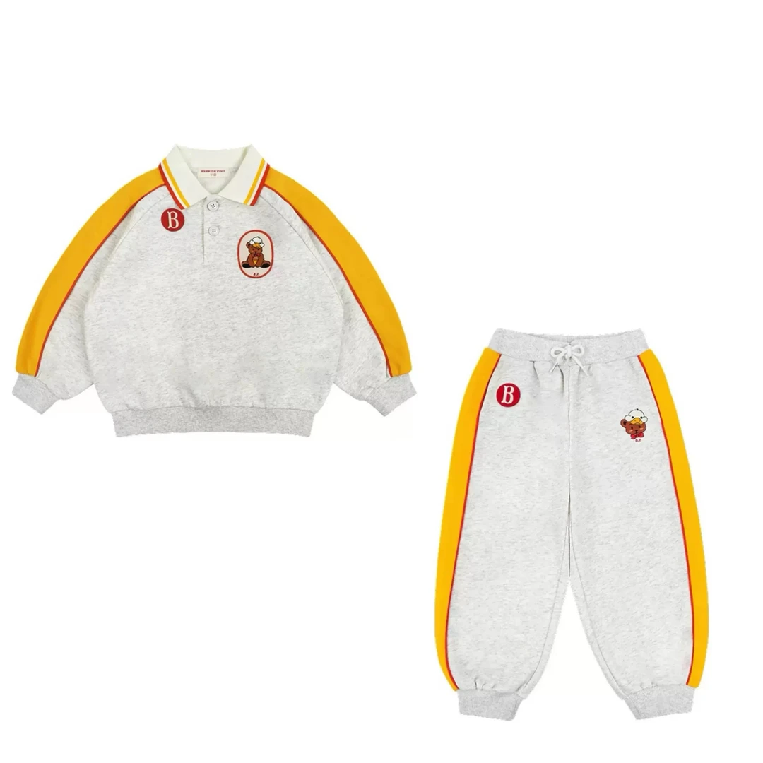 【新款现货】 25年新款 童装 贝贝 小熊翻领 卫衣 卫裤 套装