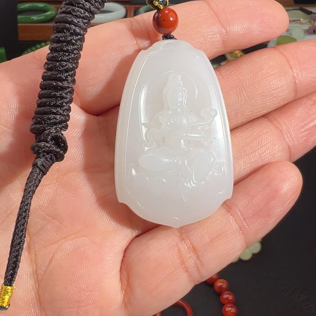 和田玉（白玉）未镶嵌颈饰油润老料观音牌