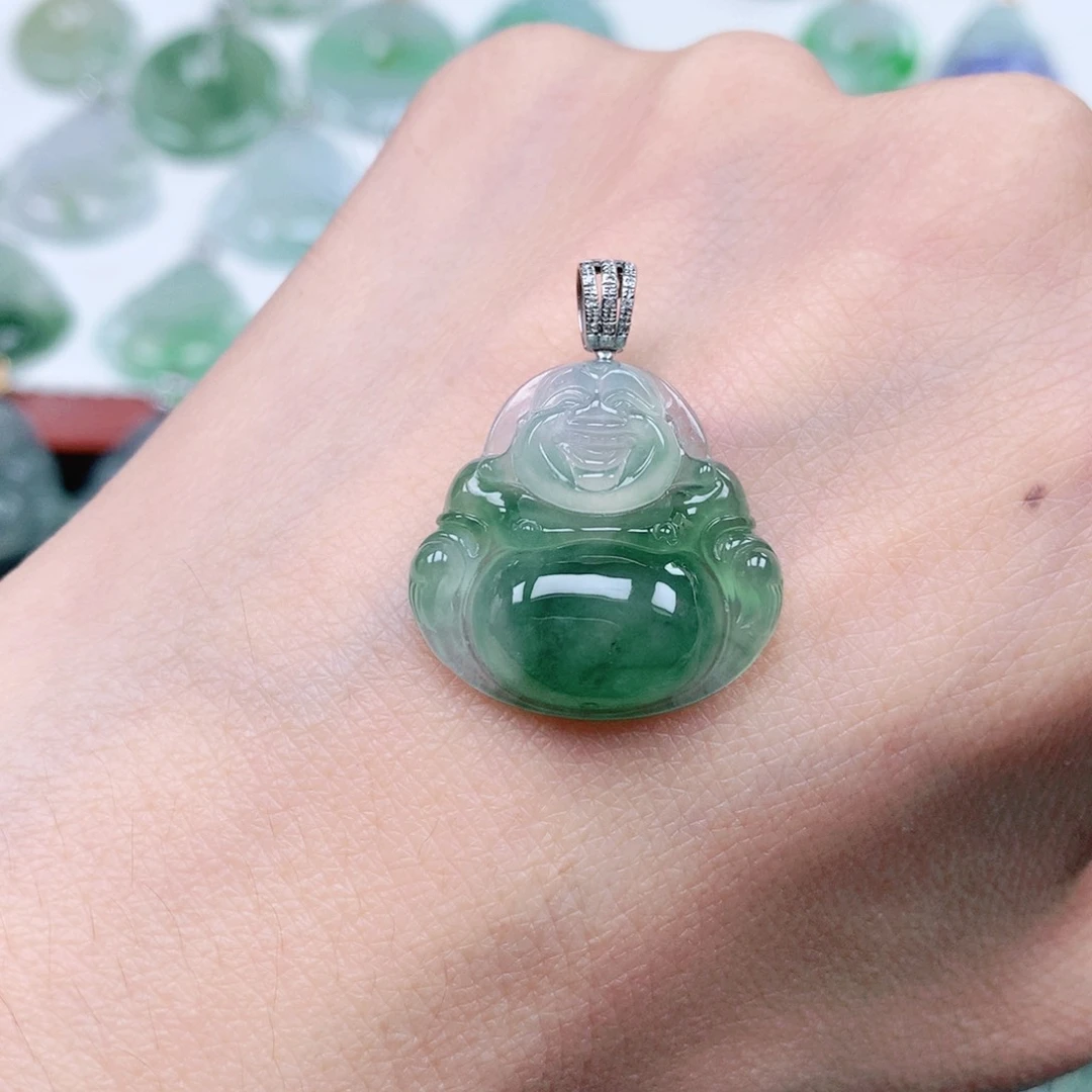 翡翠18K金镶嵌吊坠(不含链)