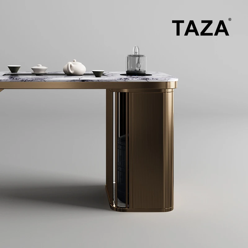 TAZA轻奢茶桌天然奢石2024新款大户型家用客厅设计师简约茶台H122