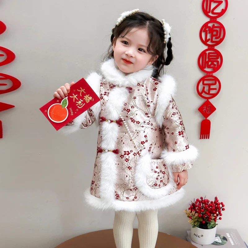 女童年服连衣裙儿童洋气新中式拜年裙子小女孩宝宝秋冬装2025新款