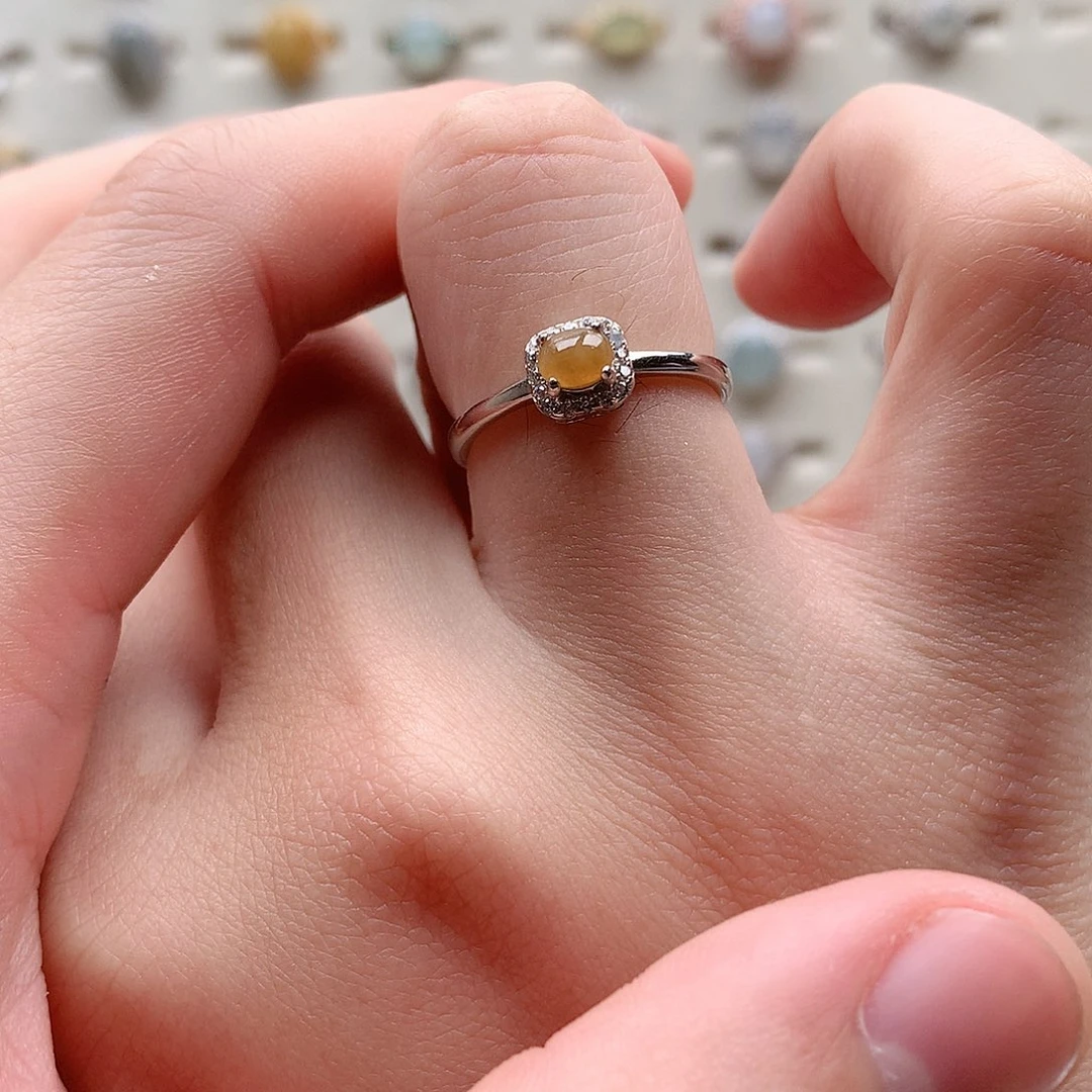 翡翠戒指银S925镶嵌0253