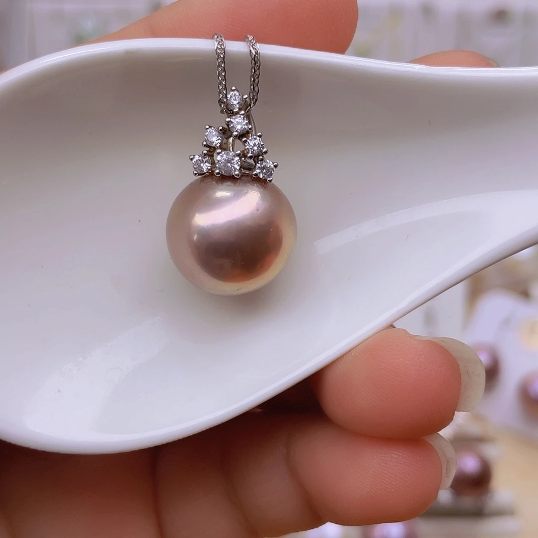 银S925镶嵌淡水珍珠吊坠(赠链)