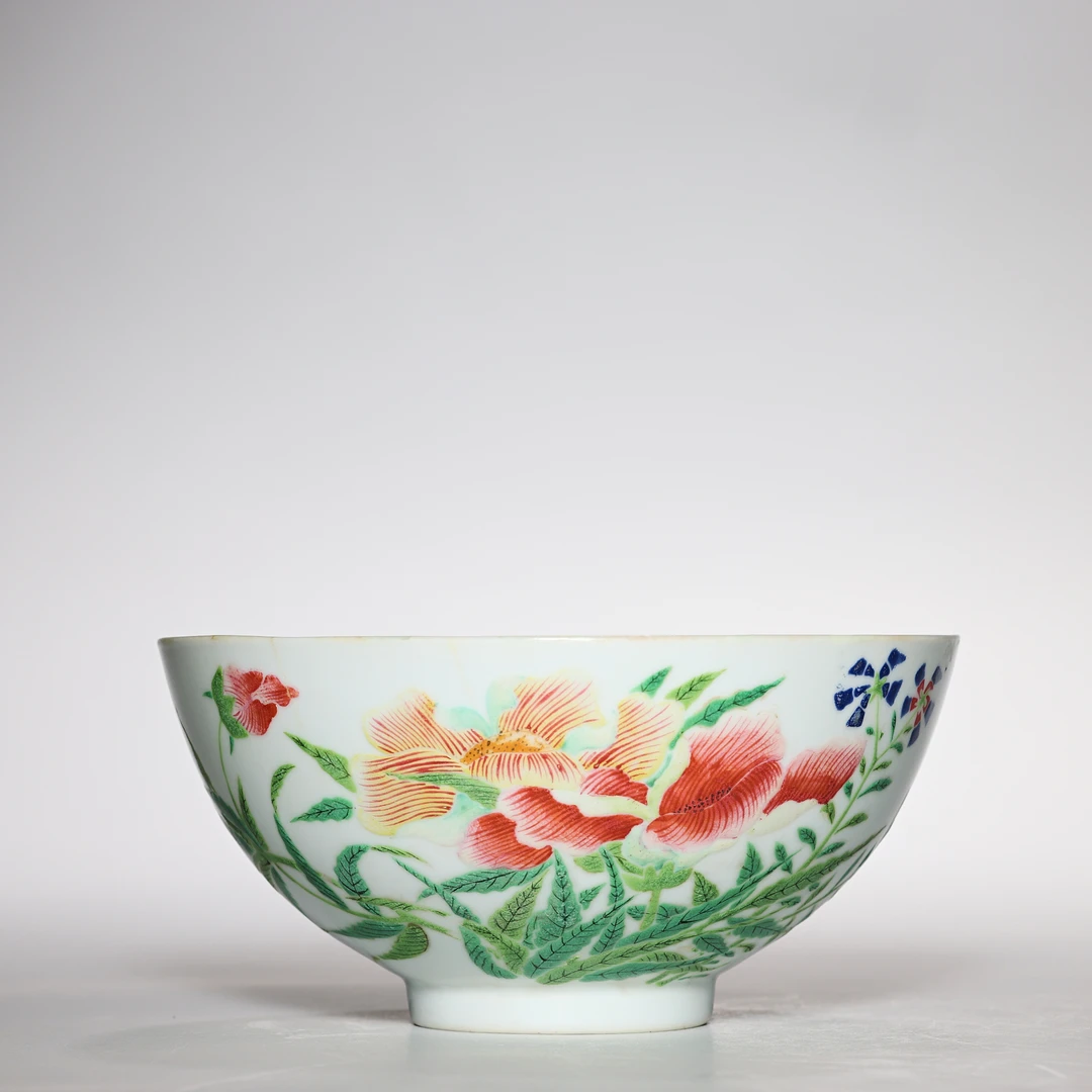 【预展专用】3572清晚期·粉彩花卉纹碗【古董拍卖】