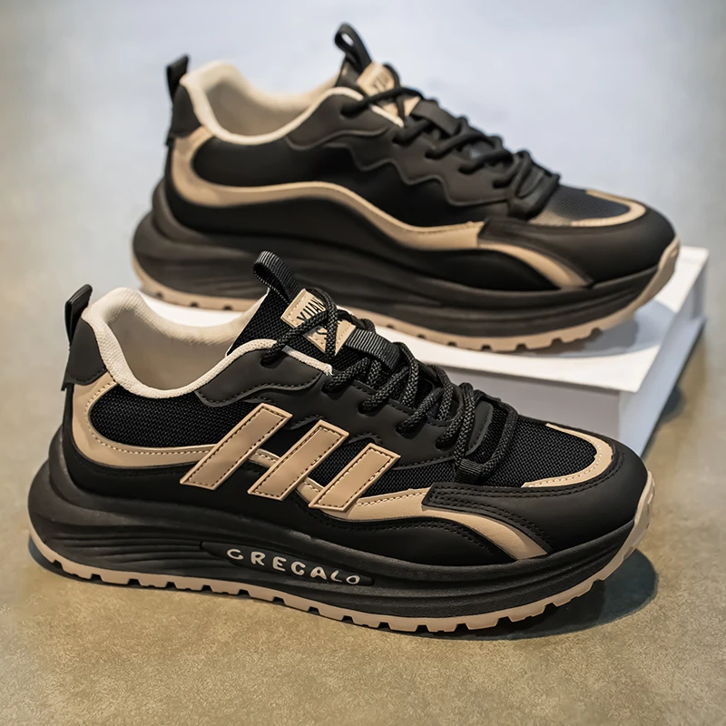 男鞋2025新款秋季网面透气百搭休闲运动鞋男士跑步厚底阿甘老爹鞋