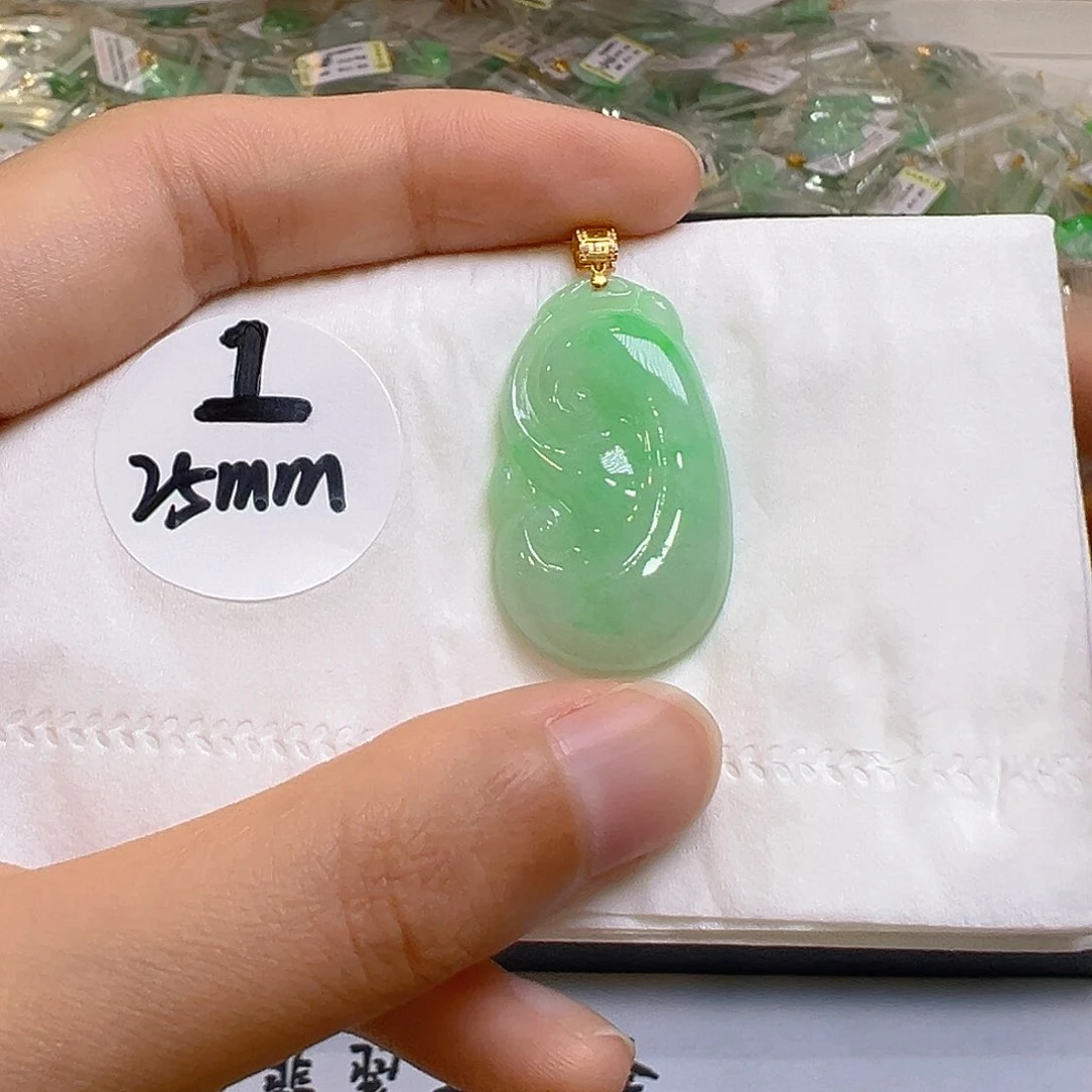 翡翠18K金镶嵌吊坠(不含链)翡翠