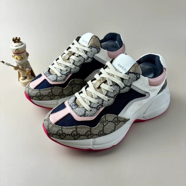 95新 GUCCI/古驰 双G珐琅满印老爹鞋 37码 YLP2780