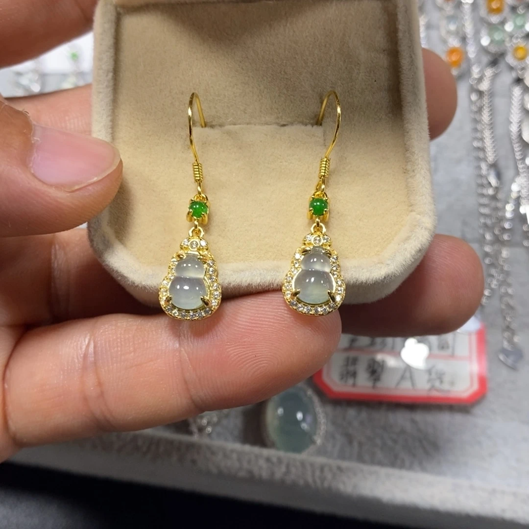 翡翠银S925镶嵌耳饰