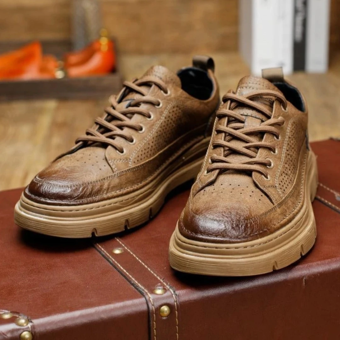 【真皮2】男士休闲皮鞋新款男士软皮软底休闲透气皮鞋简约舒适皮鞋