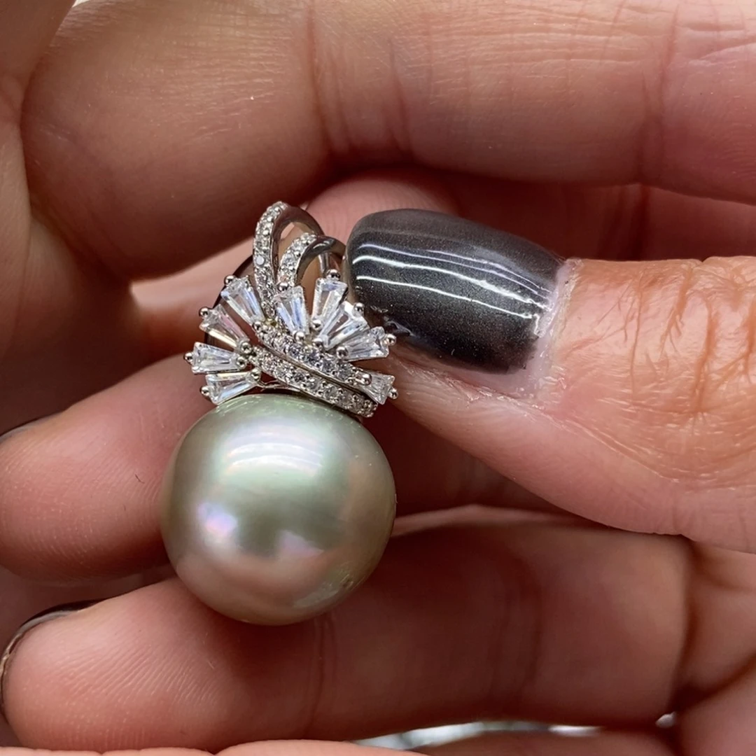 海水珍珠银S925镶嵌吊坠(不含链)