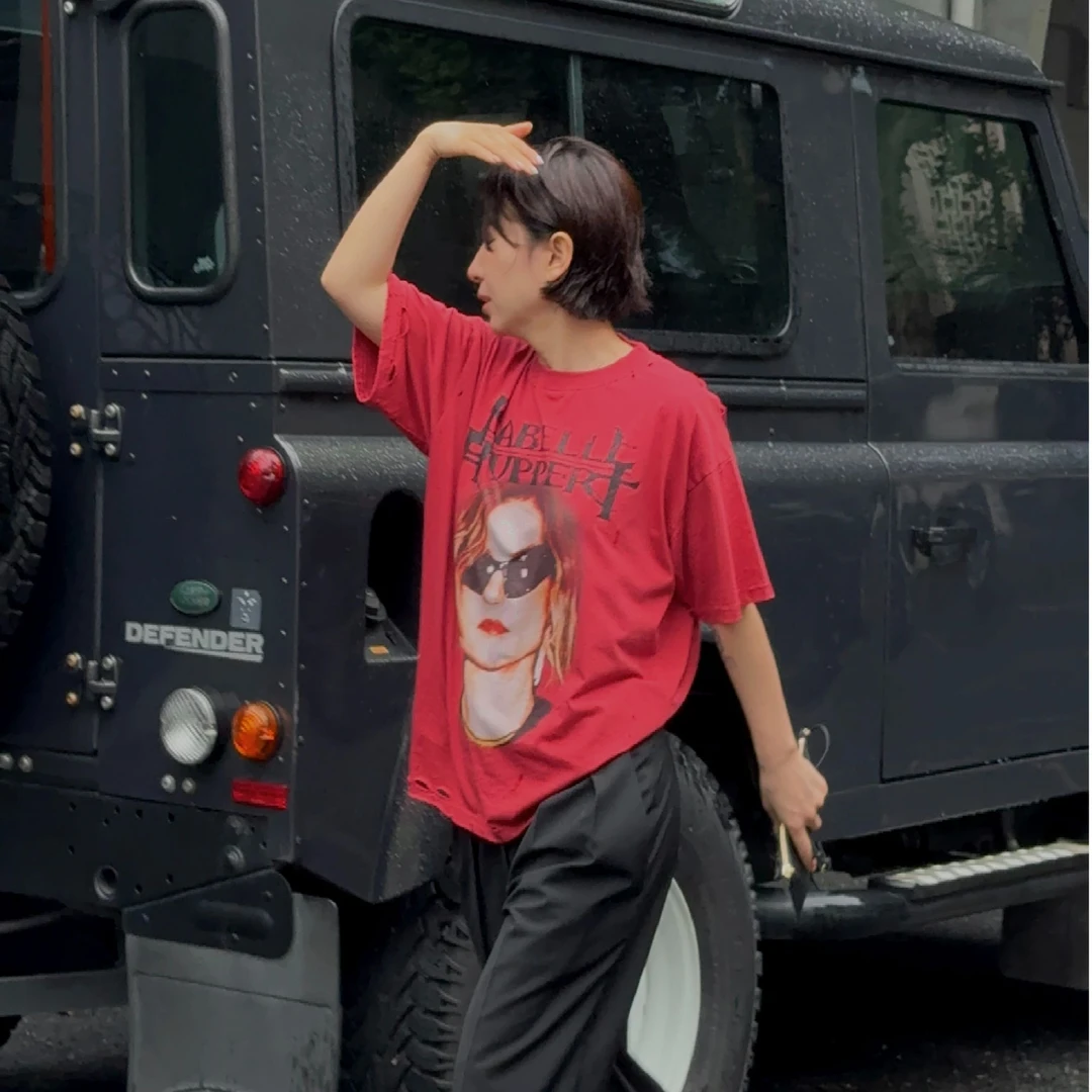 【CoruumNema】2025年新款休闲宽松印花巴黎红透气T恤180241