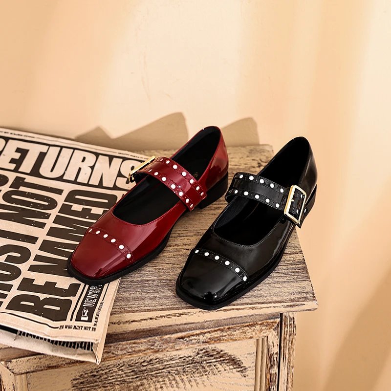 法式春季舒适平底鞋百搭气质皮鞋真皮跟鞋复古单鞋时尚浅口女鞋