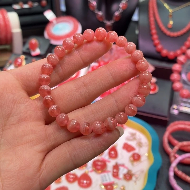 菱锰矿（红纹石）未镶嵌手绳