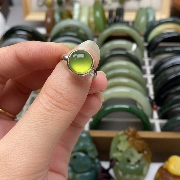 蛇纹石玉合金戒指