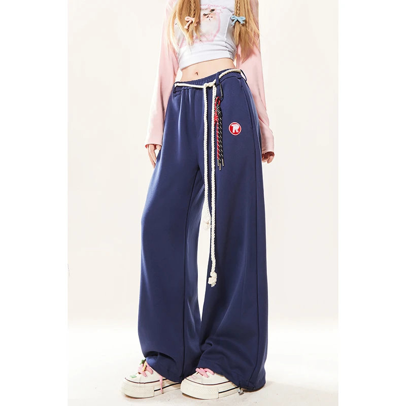 爵士舞嘻哈腰绳卫裤女2024夏季新款美式街头阔腿宽松长裤子潮